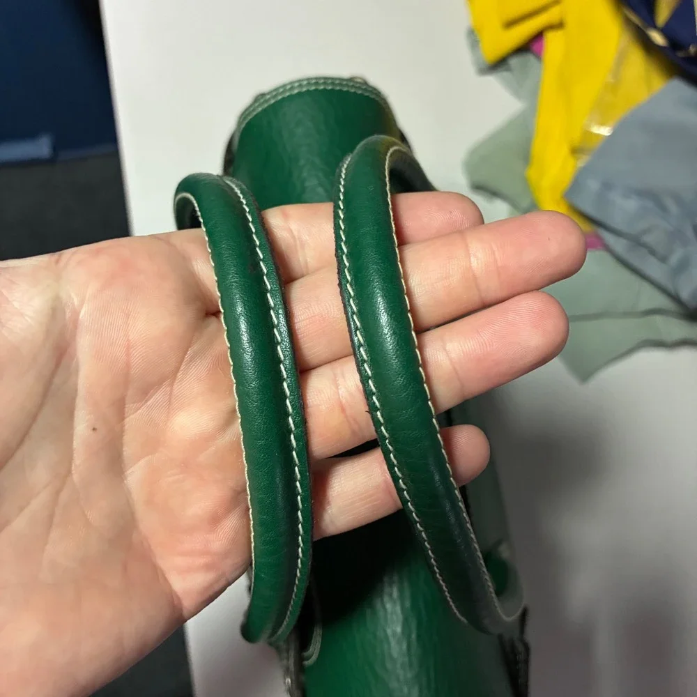 Luella Leather Bartley Giselle Grommet Satchel Hand Bag Green